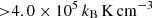 $ { > } 4.0 \times 10^{5}\,k_{\mathrm{B}}\,\mathrm{K}\,\mathrm{cm}^{-3} $