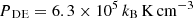 $ {P_{\text{ DE}}}= 6.3 \times 10^{5}\,k_{\mathrm{B}}\,\mathrm{K}\,\mathrm{cm}^{-3} $