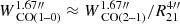 $$ \begin{aligned} W_{\text{ CO(1--0)}}^{1.67{\prime \prime }} \approx W_{\text{ CO(2--1)}}^{1.67{\prime \prime }} / R_{21}^{4{\prime \prime }} \end{aligned} $$