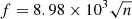 $$ \begin{aligned} f = 8.98 \times 10^{3} \sqrt{n} \end{aligned} $$