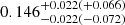 $ 0.146_{-0.022(-0.072)}^{+0.022(+0.066)} $