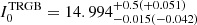 $ I_0^{\mathrm{TRGB}}=14.994_{-0.015(-0.042)}^{+0.5(+0.051)} $