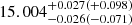 $ 15.004_{-0.026(-0.071)}^{+0.027(+0.098)} $