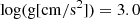 $ \log(\rm{g [cm/s^2]}) = 3.0 $