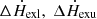 $ \Delta\dot{H}_{\mathrm{exl}},\ \Delta\dot{H}_{\mathrm{exu}} $