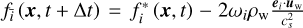 ${f_{\bar i}}\left( {{\bf{x}},t + \Delta t} \right) = f_i^*\left( {{\bf{x}},t} \right) - 2{\omega _i}{\rho _{\rm{W}}}{{{{\bf{e}}_i} \cdot {{\bf{u}}_{\rm{W}}}} \over {c_s^2}}$