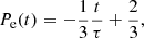 $$ \begin{aligned} P_\mathrm{e} (t) = -\frac{1}{3}\frac{t}{\tau }+\frac{2}{3}, \end{aligned} $$