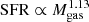 $ \mathrm{SFR}\propto M_{\mathrm{gas}}^{1.13} $
