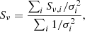$$ \begin{aligned} S_\nu =\frac{\sum _i S_{\nu ,i}/\sigma _i^2}{\sum _i 1/\sigma _i^2}, \end{aligned} $$