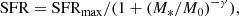 $$ \begin{aligned} \mathrm{SFR} = \mathrm{SFR_{max}}/(1+(M_*/M_0)^{-\gamma }), \end{aligned} $$