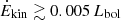 $ \dot{E}_{\mathrm{kin}} \gtrsim 0.005\, L_{\mathrm{bol}} $