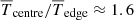 $ \overline{T}_{\mathrm{centre}}/\overline{T}_{\mathrm{edge}} \approx 1.6 $