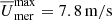 $ \overline{U}_{\mathrm{mer}}^{\mathrm{max}} = 7.8\,\mathrm{m/s} $