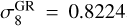 $\sigma _8^{{\rm{GR}}} = 0.8224$