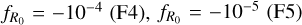 ${f_{{R_0}}} = - {10^{ - 4}}{\rm{(F4),}}{f_{{R_0}}} = - {10^{ - 5}}({\rm{F}}5)$