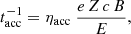 $$ \begin{aligned} t^{-1}_{\rm {acc}}=\eta _{\rm acc}~\frac{e\,Z\,c\,B}{E}, \end{aligned} $$