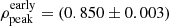 $ \rho_{\mathrm{peak}}^{\mathrm{early}} = (0.850 \pm 0.003) $