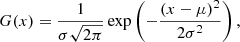 $$ \begin{aligned} G(x) = \frac{1}{\sigma \sqrt{2\pi }}\exp \left(-\frac{(x-\mu )^2}{2\sigma ^2}\right), \end{aligned} $$