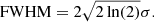 $$ \begin{aligned} \mathrm{FWHM} = 2\sqrt{2\ln (2)}\sigma . \end{aligned} $$