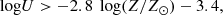 $$ \begin{aligned} \mathrm \log U > - 2.8\ \log (Z/Z_\odot ) - 3.4, \end{aligned} $$