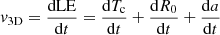 $$ \begin{aligned} v_{\rm 3D} = \frac{\mathrm{dLE}}{\mathrm{d}t}&= \frac{\mathrm{d} T_{\rm c}}{\mathrm{d}t} + \frac{\mathrm{d}R_0}{\mathrm{d}t} + \frac{\mathrm{d}a}{\mathrm{d}t} \end{aligned} $$