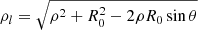 $$ \begin{aligned} \rho _{l}&=\sqrt{\rho ^{2}+R_{0}^{2}-2\rho R_{0}\sin \theta } \end{aligned} $$
