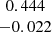 $ \begin{array}{c}0.444\\ -0.022\\ \end{array} $