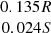 $ \begin{array}{c}0.135 R\\ 0.024 S\\ \end{array} $