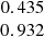 $ \begin{array}{c} 0.435\\ 0.932\\ \end{array} $