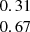 $ \begin{array}{c}0.31\\0.67\\ \end{array} $