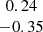 $ \begin{array}{c} 0.24\\ -0.35\\ \end{array} $