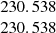 $ \begin{array}{c} 230.538\\ 230.538\\ \end{array} $
