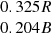 $ \begin{array}{c}0.325 R\\ 0.204 B\\ \end{array} $