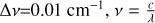 $\[\Delta \nu{=}0.01 \mathrm{~cm}^{-1}, \nu=\frac{c}{\lambda}\]$