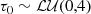 $$ \begin{aligned} \tau _0&\sim \mathcal{L} \mathcal{U} (0,4) \end{aligned} $$