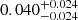 $ 0.040^{+0.024}_{-0.024} $