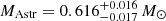 $ M_{\mathrm{Astr}}= 0.616^{+0.016}_{-0.017}\,M_{\odot} $