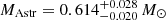 $ M_{\mathrm{Astr}}= 0.614^{+0.028}_{-0.020}\,M_{\odot} $