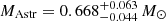 $ M_{\mathrm{Astr}}= 0.668^{+0.063}_{-0.044}\,M_{\odot} $