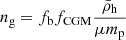 $$ \begin{aligned} n_{\rm g} = f_{\rm b} f_{\rm CGM} \dfrac{\bar{\rho }_{\rm h}}{\mu m_{\rm p}} \end{aligned} $$