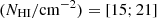 $ (N_\mathrm{{\textsc{HI}}}/\mathrm{cm}^{-2}) = [15;21] $