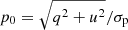 $ p_0=\sqrt{q^2+u^2}/\sigma_{\mathrm{p}} $