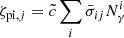 $$ \begin{aligned} \zeta _{\mathrm{pi},j} = \tilde{c}\sum _i\bar{\sigma }_{ij}N_\gamma ^i \end{aligned} $$