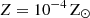 $ Z = 10^{-4}\,\mathrm{Z}_{\odot} $
