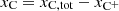 $ x_{\mathrm{C}} = x_{\mathrm{C,tot}} - x_{\mathrm{C}^{+}} $