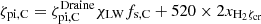 $ \zeta_{\mathrm{pi,C}} = \zeta^{\mathrm{Draine}}_{\mathrm{pi,C}}\chi_{\mathrm{LW}}f_{\mathrm{s,C}}+520\times 2x_{{\mathrm{H}}_{2}\zeta_{\mathrm{cr}}} $
