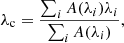 $$ \begin{aligned} \lambda _\mathrm{c} =\frac{\sum _i A(\lambda _i)\lambda _i}{\sum _i A(\lambda _i)}, \end{aligned} $$