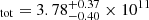 $ _{\mathrm{tot}} = 3.78^{+0.37}_{{-}0.40}\times10^{11} $