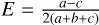 $\[E=\frac{a-c}{2(a+b+c)}\]$