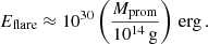 $$ \begin{aligned} E_{\rm flare} \approx 10^{30} \left( \frac{M_{\rm prom}}{10^{14} \,\mathrm{g}} \right) \,\mathrm{erg} \, .\end{aligned} $$
